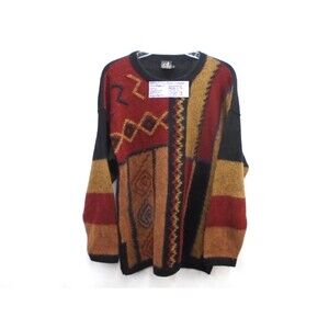 Vintage Mon Repos Aztec Sweater Womens Size L 100% Alpaca Hand Made Peru